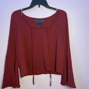 Long sleeve burgundy flowy shirt